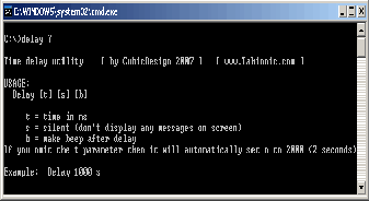 command line (Windows console) tool that will execute a delay