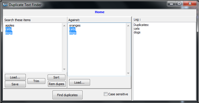 Duplicate text finder and remover